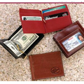 Aniline Glazed Calfskin Money Clip Credit Card Wallet
